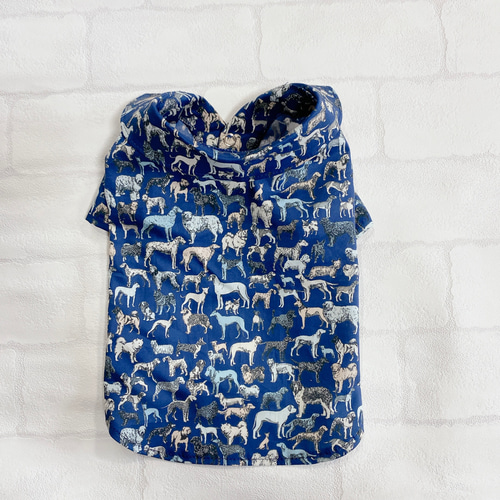 犬の洋服✨リバティ ベストインショー 犬用半袖シャツ 犬服 ネイビー