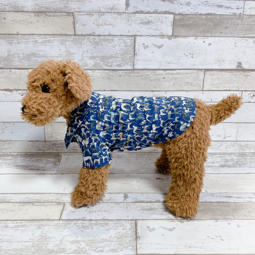 犬の洋服✨リバティ ベストインショー 犬用半袖シャツ 犬服 ネイビー