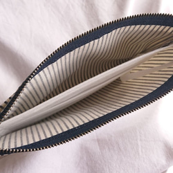 【即日発送可】マスクポーチ/ヒッコリーデニム生成ネイビー 2枚目の画像