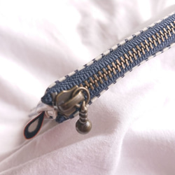 【即日発送可】マスクポーチ/ヒッコリーデニム生成ネイビー 4枚目の画像