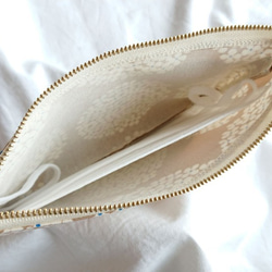 【即日発送可】マスクポーチ/あじさいベージュ 2枚目の画像