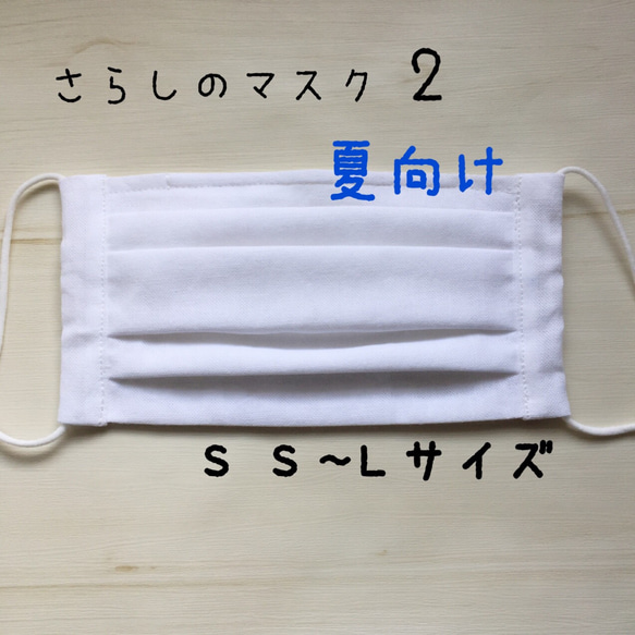 夏向け✴︎さらしのマスク2✴︎薄め二枚仕立て✴︎ノーズワイヤー✴︎選べるサイズ✴︎プリーツ✴︎送料無料 1枚目の画像