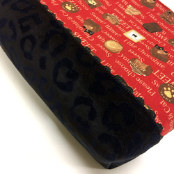 猫チョコレート柄×レオパード柄　帆布トートバッグ 4枚目の画像