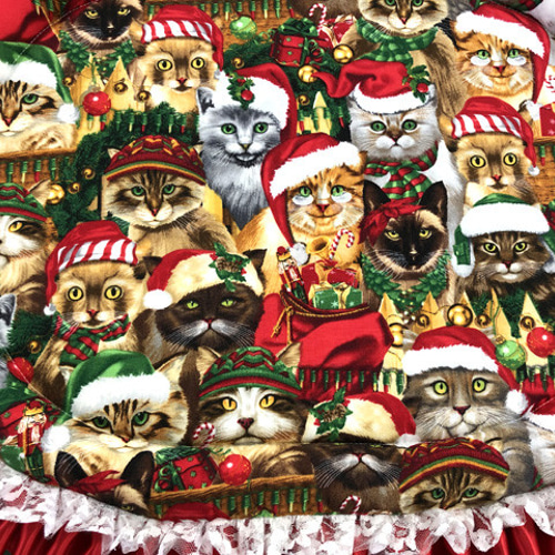 猫ちゃんクリスマス柄】日向ぼっこ・カフェマット クッション・ベッド  