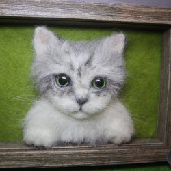 羊毛フェルト 猫 額入り ねこ 羊毛フェルト Lani ♡ 通販