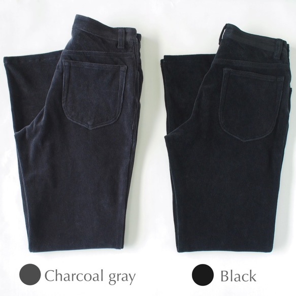 【ニットのように軽くやわらかくて、暖かい】上質なニットコーデュロイパンツ　美シルエット　チャコールグレー 9枚目の画像