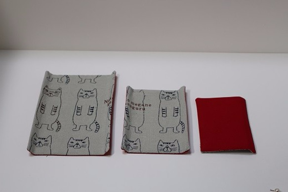 トレイ3点セット☆かわいいネコ柄の布✧小物入れに✧インテリアに★ 3枚目の画像