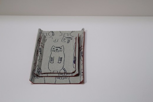 トレイ3点セット☆かわいいネコ柄の布✧小物入れに✧インテリアに★ 4枚目の画像