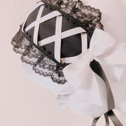 黒×白　レースアップ リボン　ヘッドドレス 7枚目の画像