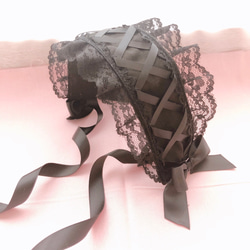 黒　レースアップ リボン　ヘッドドレス 3枚目の画像