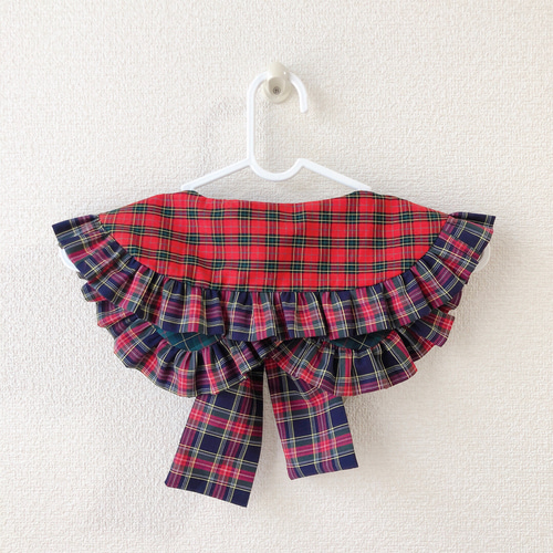 送料無料】ふりふりつけ襟スタイ(ピンクチェック)