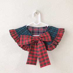 赤リボン タータンチェック ビッグリボン 丸襟フリル付け襟 その他