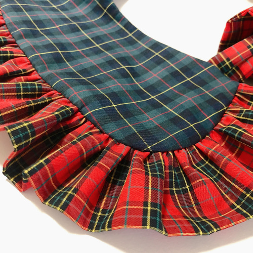 赤リボン タータンチェック ビッグリボン 丸襟フリル付け襟 その他