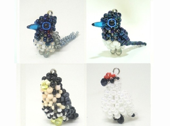 Little beaded bird 3-way strap　・紫寿带鸟A・紫寿带鸟B・鹘・雷鸟　　　一只鸟1100日元 第2張的照片