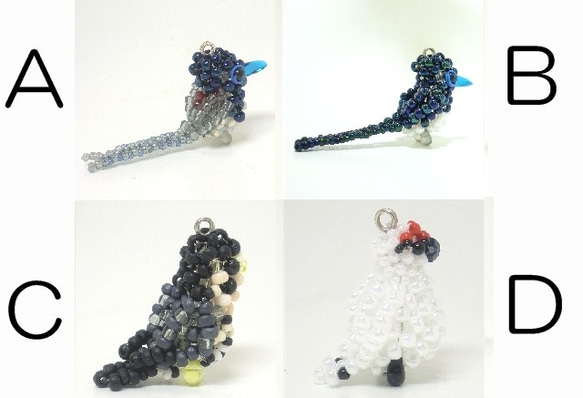 Little beaded bird 3-way strap　・紫寿带鸟A・紫寿带鸟B・鹘・雷鸟　　　一只鸟1100日元 第3張的照片