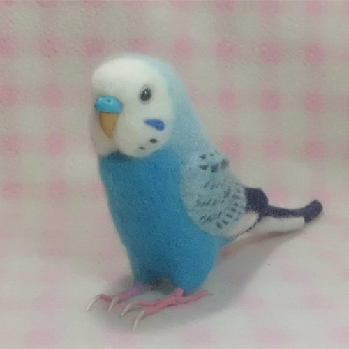 リアルサイズ♪ セキセイインコ オパ－リンスカイブル－ 羊毛フェルト