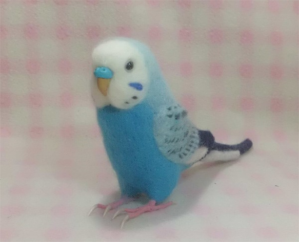 羊毛フェルト セキセイインコ メモリアルボールペン リアルサイズ♪ セキセイインコ オパ－リンスカイブル－ 羊毛フェルト