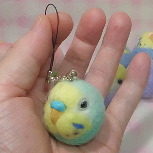 セキセイインコ レインボー ミントブルー 選べる鼻の色♪ ストラップ