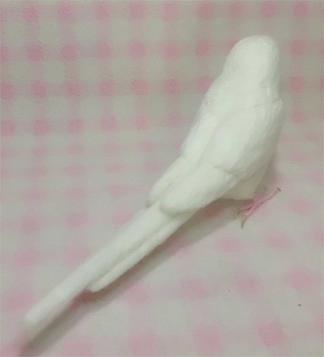 ライフサイズ♪ セキセイインコ アルビノ（濃い赤目） 羊毛フェルト　目・鼻の色変更可能　受注作成　羊毛インコ