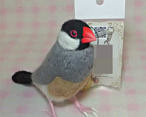 ほぼライフサイズ♪ ノ－マル文鳥 羊毛フェルト 桜文鳥