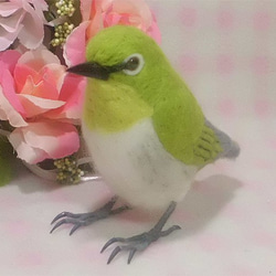 ***現實大小♪繡眼鳥☆羊毛氈***--Japanese White-eye *** 第2張的照片