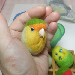 コザクラインコ オレンジフェイス  ☆マグネット/ブローチ どちらか選択 受注作成　うちのこオーダー可能 羊毛フェルト 2枚目の画像