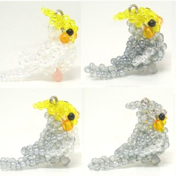 Little beaded bird strap　玄鳳鸚鵡「盧蒂諾黑眼睛・普通（深灰色）・普通（浅灰色）・普通♀」 第3張的照片