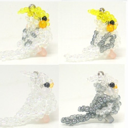 Little beaded bird 3-way strap　玄鳳鸚鵡（珍珠・斑駁・純白・白臉） 第3張的照片