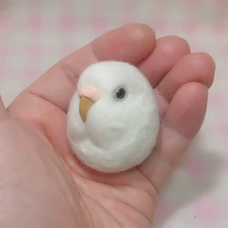 セキセイインコ アルビノ（濃赤目）☆マグネット/ブローチどちらか選択 鼻の色選択可能　受注作成　うちの子オーダー可能 2枚目の画像