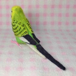 リアルサイズ  セキセイインコ グリーンオパ－リン  羊毛フェルト　受注作成　鼻の色変更可能　羊毛インコ　メモリアル 5枚目の画像