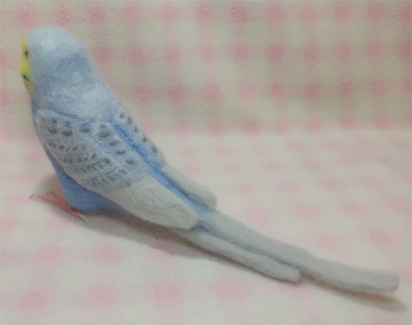 リアルサイズ♪ セキセイインコ レインボーライラック 羊毛フェルト　受注作成　羊毛インコ　羊毛ぬいぐるみ　メモリアル 5枚目の画像