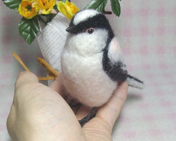 ***現實大小♪銀喉長尾山雀☆羊毛氈***Long-tailed tit 第1張的照片