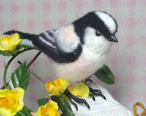 ***現實大小♪銀喉長尾山雀☆羊毛氈***Long-tailed tit 第2張的照片