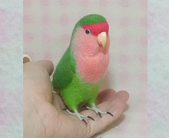 ライフサイズ コザクラインコ ノーマル　羊毛フェルト　受注作成　うちのこオーダー可能　羊毛インコ　メモリアル 1枚目の画像