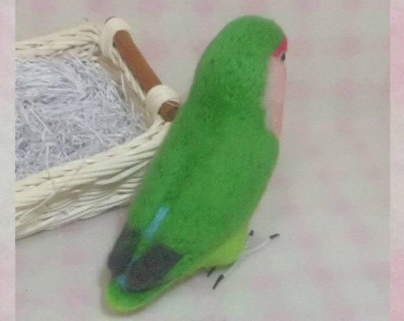 ライフサイズ コザクラインコ ノーマル　羊毛フェルト　受注作成　うちのこオーダー可能　羊毛インコ　メモリアル 5枚目の画像