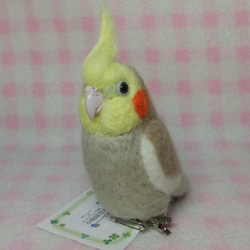 オカメインコ mini シナモングレー ♪☆マグネット/ブローチどちらか選択　足有に変更可能　受注作成　羊毛フェルト 1枚目の画像