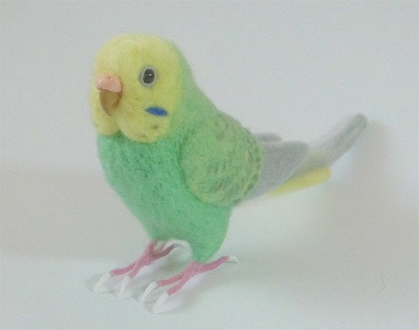 リアルサイズ♪ セキセイインコ パステルブル－グリ－ンオパ－リン 羊毛フェルト　受注作成　羊毛インコ　鼻の色変更可能 7,040円