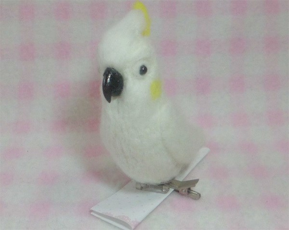 小巴丹（小葵花鳳頭鸚鵡）★夾＆胸針/mini yellow-crested cockatoo★clip & brooch 第2張的照片