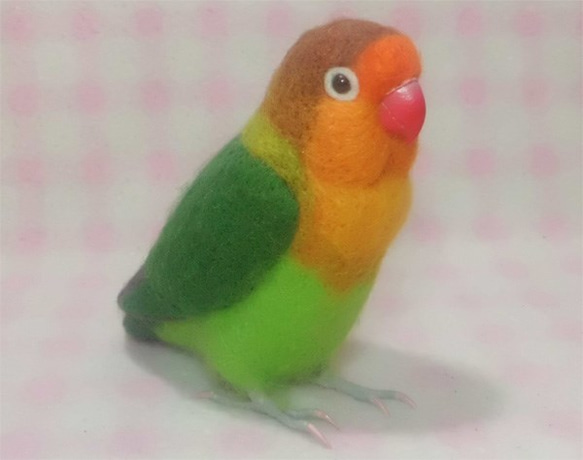 リアルサイズ♪ ボタンインコ ルリコシボタン 羊毛フェルト　受注作成　うちのこオーダー可能　羊毛インコ　メモリアル 4枚目の画像