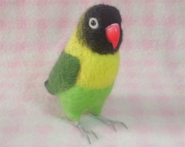 リアルサイズ♪ ボタンインコ キエリクロボタン 羊毛フェルト　受注作成　うちのこオーダー可能　羊毛インコ　メモリアル