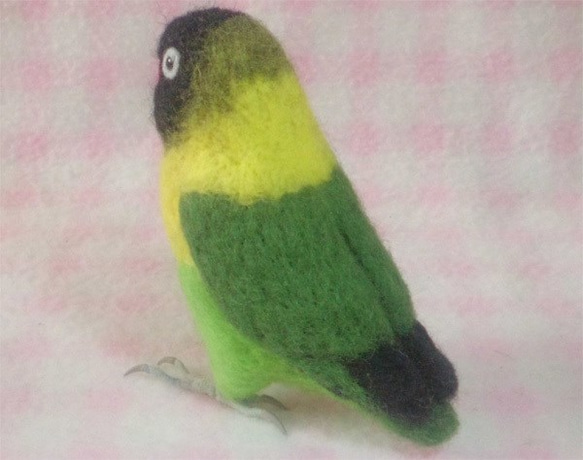 リアルサイズ♪ ボタンインコ キエリクロボタン 羊毛フェルト　受注作成　うちのこオーダー可能　羊毛インコ　メモリアル 5枚目の画像