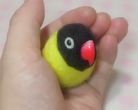 キエリクロボタンインコ ☆マグネット/ブローチ どちらか選択 受注作成　うちのこオーダー可能 羊毛フェルト　羊毛インコ 2枚目の画像