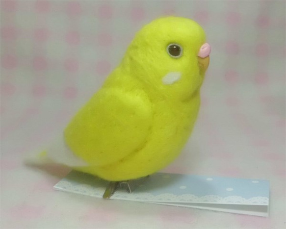 セキセイインコ ルチノ－濃赤目 miniマグネット/ブローチどちらか選択　足有に変更可能　受注作成　羊毛フェルト 3枚目の画像