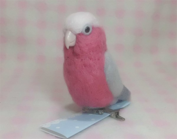 羊毛フェルト まんまるモモイロインコちゃん マット付き モモイロインコ miniマグネット/ブローチどちらか選択 足有に変更可能