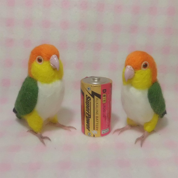 ズグロシロハラインコ mini☆マグネット/ブローチどちらか選択　足有に変更可能　受注作成　羊毛インコ　羊毛フェルト 7枚目の画像