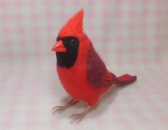 赤毛のショウジョウコウカンチョウと雪景色 冬 ヴィンテージステンドグラス 赤い鳥 赤毛のショウジョウコウカンチョウと雪景色 冬 ヴィンテージ