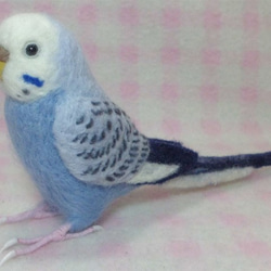 セキセイインコ ライラックオパ－リン   リアル♪ ほぼライフサイズ 羊毛フェルト　鼻の色変更可能　受注作成　羊毛インコ 4枚目の画像