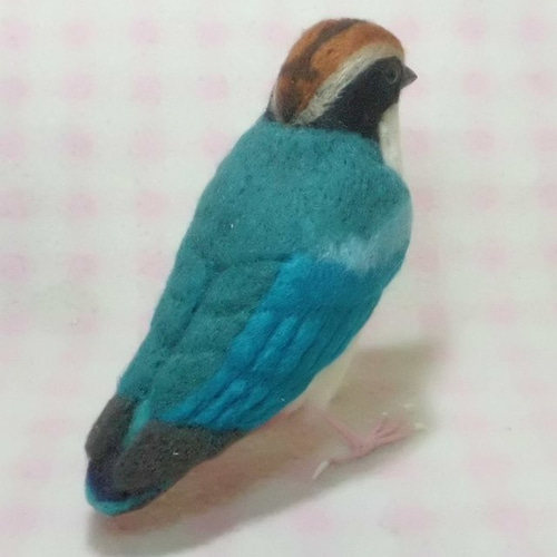 ライフサイズ ヤイロチョウ 八色鳥 受注作成 野鳥 羊毛フェルト 羊毛