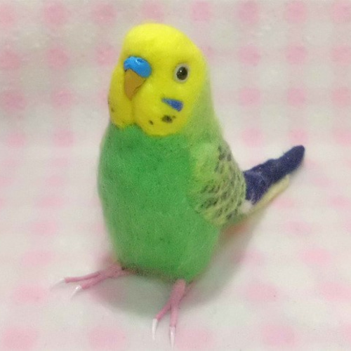 羊毛フェルト セキセイインコ クリアケース 羊毛フェルト セキセイインコ クリアケース セキセイインコ 牧場色
