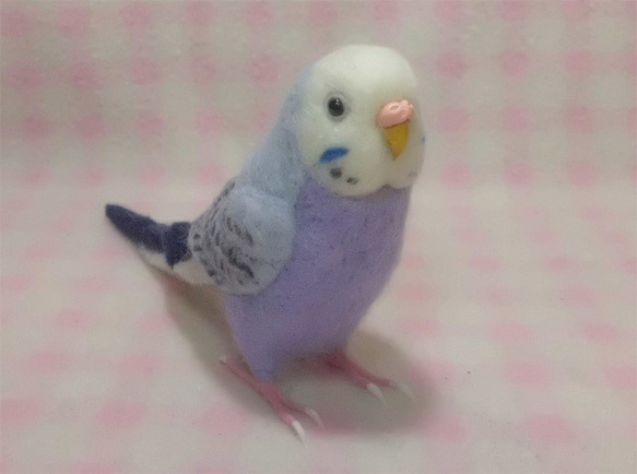 リアルサイズ♪ セキセイインコ パステルバイオレットオパ－リン   羊毛フェルト 4枚目の画像